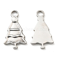 304 Stainless Steel Pendants, Manual Polishing, Christmas Theme, Christmas Tree Charms, Stainless Steel Color, 18x10x1.5mm, Hole: 2mm(STAS-Q248-17P)