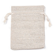 Cotton Cloth Packing Pouches Drawstring Bags, Gift Sachet Bags, Muslin Bag Reusable Tea Bag, Rectangle, Old Lace, 12x9cm(ABAG-R011-9X12-01)