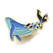 Protecting Marine Environment & Nuclear Wastewater Theme Enamel Pin, Golden Zinc Alloy Brooch for Backpack Clothes, Whale, 23x35x1.5mm(JEWB-B008-02A)