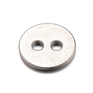 201 Stainless Steel Buttons, 2-Hole, Flat Round, Stainless Steel Color, 12x1mm, Hole: 2mm(X-STAS-D429-77)