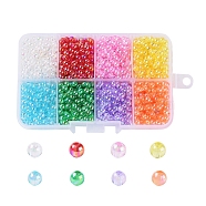 8 Colors Eco-Friendly Transparent Acrylic Beads, AB Color, Round, Mixed Color, 4mm, Hole: 1.5mm, 8colors, about 182pcs/color, 1456pcs/box(MACR-X0020-04-4mm)