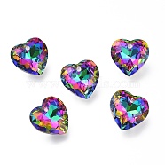 Glass Rhinestone Pendants, Back Plated, Faceted, Heart, Volcano, 14.5x14.5x6.5mm, Hole: 1.5mm(RGLA-A024-A01-001VO)