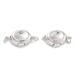 925 Sterling Silver Box Clasps, Oval, Real Platinum Plated, 9x16.5x6mm(STER-H111-09A-P)