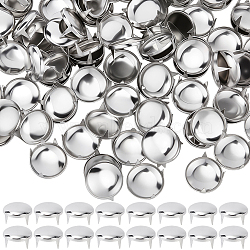 100Pcs Brass Studs Rivets, For DIY Leather Craft, Flat Round, Platinum, 16x9mm(KK-GF0001-24A)