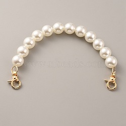 Plastic Imitation Pearl Beaded Bag Handles, with Alloy Swivel Clasps, White, 24.5cm(FIND-WH0033-62)