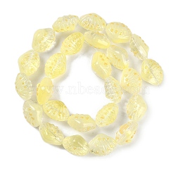 Handmade Lampwork Beads Strands, Shell Shapes, Lemon Chiffon, 16~16.5x12~13x9~10mm, Hole: 1.2mm, about 25pcs/strand, 16.14''(41cm)(LAMP-I027-11C)