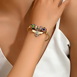 European Style Bees Stainless Steel Charms Bangles, Adjustable Rhinestone Bead Bangles for Women(DW3223)