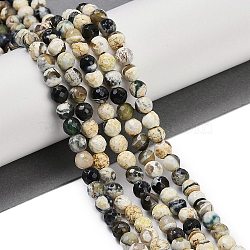 Natural Fire Crackle Agate Beads Strands, Dyed & Heated, Round, Faceted, Antique White, 5.5~6mm, Hole: 1mm, about 66pcs/strand, 14.37''~14.57''(36.5~37cm)(G-C082-A01-49)