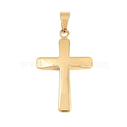 304 Stainless Steel Pendants, Cross Charms, PVD Vacuum Plating, Long-Lasting Plated, Golden, 33.5x21.5x3.5mm, Hole: 7x4.5mm(STAS-B137-14G)