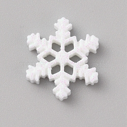 Christmas Opaque Resin Cabochons, Glitter Snowflake, White, 23x20x5mm(RESI-WH0038-06C)