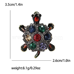 Alloy and Glass Rhinestone Brooch, Tortoise Brooch for Women, Gunmetal, Colorful, 35x26mm(PW-WG937A4-04)