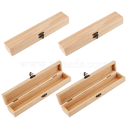 4Pcs Bamboo and Wood Flip Cover Box, for Storage and Jewelry, Rectangle, BurlyWood, 30.6x5.7x4.7cm(CON-OC0001-71)