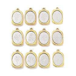 12Pcs 304 Stainless Steel Pendants, Rectangle with Twelve Zodiac Flower Charm, Golden & Stainless Steel Color, 23x14.5x3mm, Hole: 2mm, 1pc/style(STAS-F303-BM)