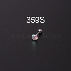 316L Surgical Stainless Steel Micro Pave Cubic Zirconia, Stainless Steel Color, 10x2mm, Pin: 0.8mm(WGE6C84-07)