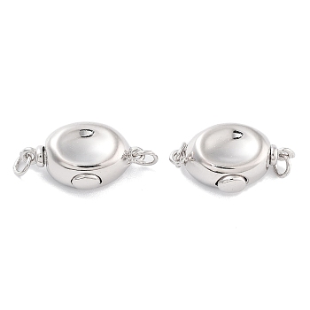 925 Sterling Silver Box Clasps, Oval, Real Platinum Plated, 9x16.5x6mm