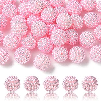 Imitation Pearl Acrylic Beads, Berry Beads, Combined Beads, Round, Pearl Pink, 12mm, Hole: 1.5mm