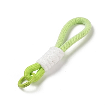 Braided Nylon Strap, Alloy Clasp for Key Chain Bag Phone Lanyard, Green Yellow, 155mm