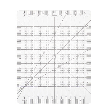 Transparent Acrylic Clothes Rulers, Ruler Guide, for Applying Vinyl and Sublimation Designs On Shirts, Rectangle, Rectangle, 255x204x3mm, Hole: 7.5mm