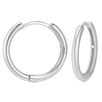 Beebeecraft 1 Pair 999 Fine Silver Huggie Hoop Earrings, Silver, 18x17x2mm