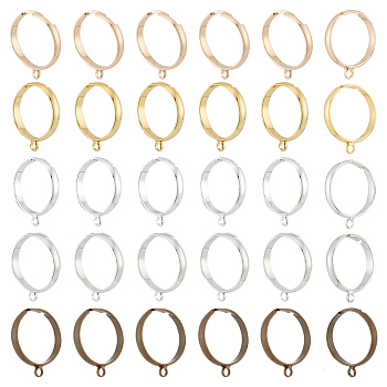 50Pcs 5 Colors Adjustable Brass Loop Ring Base, Finger Ring Components, Mixed Color, Hole: 2mm, US Size 6~10(17~20mm), 10Pcs/color