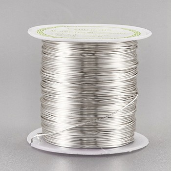 Round Copper Wire Copper Beading Wire for Jewelry Making, Long-Lasting Plated, Silver, 22 Gauge, 0.6mm, about 59.05 Feet(18m)/roll