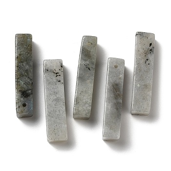 Natural Labradorite Pendants, Rectangle Charms, 39~40x9.5~10x8~8.5mm, Hole: 1.8~2mm