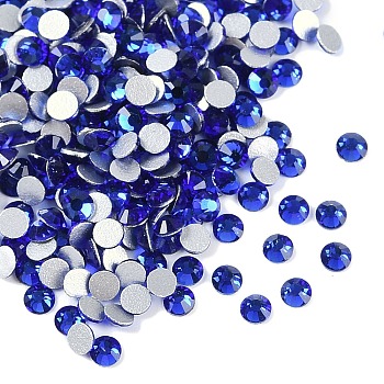 Cobalt Faceted Glass Flat Back Rhinestone for Nail Art, Grade A, Back Plated, Half Round, 2.7~2.8mm, about 1440pcs/bag