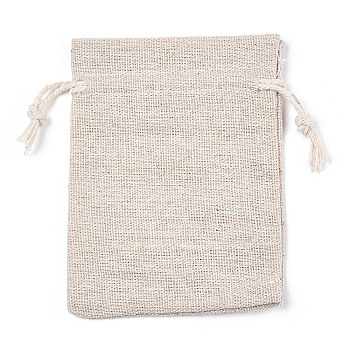 Cotton Cloth Packing Pouches Drawstring Bags, Gift Sachet Bags, Muslin Bag Reusable Tea Bag, Rectangle, Old Lace, 12x9cm