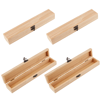 4Pcs Bamboo and Wood Flip Cover Box, for Storage and Jewelry, Rectangle, BurlyWood, 30.6x5.7x4.7cm