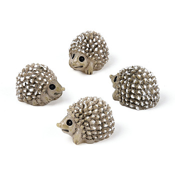 Synthetic Resin Hedgehog Miniature Ornaments, Micro Landscape Home Dollhouse Accessories, Pretending Prop Decorations, Dark Khaki, 18x13x12mm