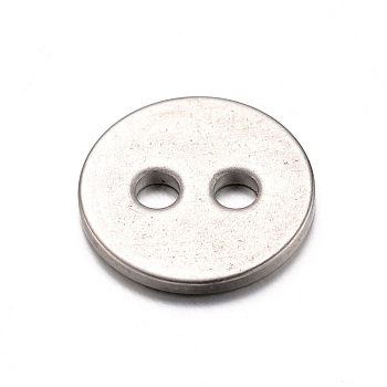201 Stainless Steel Buttons, 2-Hole, Flat Round, Stainless Steel Color, 12x1mm, Hole: 2mm