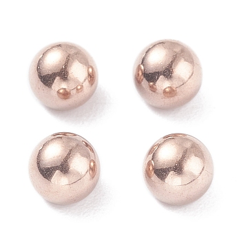 Ion Plating(IP) 202 Stainless Steel Beads, Half Drilled, Round, Rose Gold, 5x4.5mm, Half Hole: 2mm