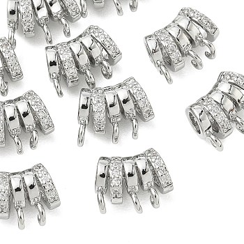 SHEGRACE Brass Micro Pave Cubic Zirconia Pendants, Cadmium Free & Nickel Free & Lead Free, Clear, Real Platinum Plated, 9x11x6mm, Hole: 1.4mm and 3.5mm