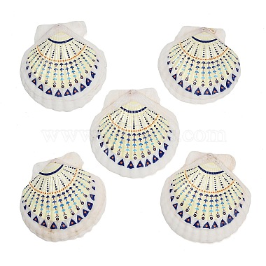 Printed Natural Shell Big Pendants(SH-CBA93AD-19G)-1