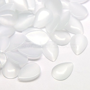 White Teardrop Glass Cabochons