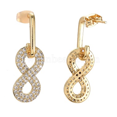 Brass Micro Pave Clear Cubic Zirconia Dangle Stud Earrings(EJEW-F256-02G)-2