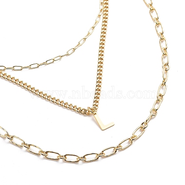 3Pcs 3 Style Brass Initial Letter L 304 Stainless Steel Pendant Necklaces Set(NJEW-JN04010)-4