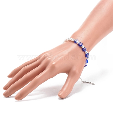 Perle d'imitation en plastique et perles de verre millefiori bracelet collier(SJEW-JS01239)-3