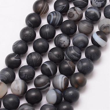 6mm Black Round Striped Agate Beads