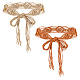 2Pcs 2 Colors Wax Cord Knitted Rhombus Chain Belt with Wood Beaded(AJEW-GA0006-24)-1