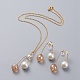 Pendant Necklaces and Ear Studs Jewelry Sets(SJEW-JS01064-02)-1