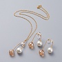 BurlyWood Glass Stud Earrings & Necklaces(SJEW-JS01064-02)
