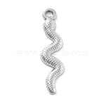 304 Stainless Steel Pendants, Snake Charm, Anti-Tarnish, Stainless Steel Color, 28.5x7x2mm, Hole: 2mm(STAS-I327-03P-02)