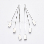 Brass Box Chains Tassel Big Pendants, Nickel Free, Rectangle, Real Platinum Plated, 60~62mm, Hole: 1.4mm(KK-S348-466P-NF)