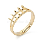 Adjustable Brass Finger Ring Trays for Hanging Pendant, 8 Hole Loop Ring Base, Rack Plating, Long-Lasting Plated, Lead Free & Cadmium Free, Real 24K Gold Plated, 6mm, Hole: 1.4mm, Inner Diameter: 17mm(KK-K414-03D-G)