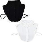 2Pcs 2 Colors Detachable Polyester Shirt Women False Collar, Neckline Trim DIY Garment Accessories, Mixed Color, 325x350x5mm, 1pc/color(AJEW-CY0001-44)