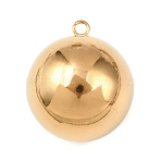 304 Stainless Steel Pendants, Round, Golden, 35x30mm, Hole: 3mm(STAS-C154-10B-G)