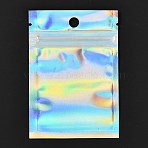 Rectangle Zip Top Plastic Glitter Holographic Bags, Resealable Bags, Clear, 14.9x10.5cm, Hole: 8mm, Unilateral Thickness: 2.7 Mil(0.07mm)(OPP-CJD0001-01A)