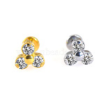 316L Surgical Stainless Steel & G23 Titanium Crystal Rhinestone Labrets for Women Men, Stainless Steel Color, 8mm, Pin: 1.2mm(WG3A239-80)