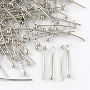 Brass Ball Head pins, Cadmium Free & Lead Free, Platinum, 26x0.7mm, 21 Gauge, Head: 2mm, about 10000pcs/bag(KK-R020-21P)